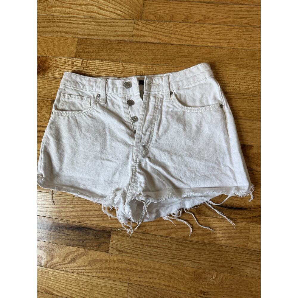 Wild Fable White High Rise Denim Shorts Size 4 Raw Hem Button Fly